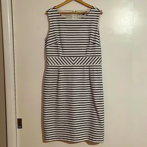 Preston & York Navy and White Striped Dress